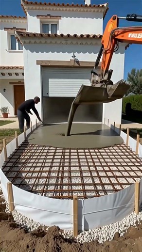 Watch This Concrete Flow Toward You 👀 (Perfect Slope Build) #ia #construction #heavycivil