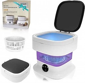 Mini Portable Washing Machine, 16L 60W Small Foldable Washer with Spin Dryer, Collapsible Luandry Washer, Compact Lavadora Portatil for Baby Clothes, Underwear, Travel Camping Apartments Purple