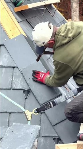 Slate roof tile installation