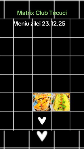 MATRIX-horeca on Instagram: "Meniul zilei 23.12.25 ☎️:0752 036 412 Felul 1. 14 lei/portia -ciorba de cartofi cu afumatura -ciorba de legume Felul 2. 20 lei/portia -snitel in panco -saramura de pui -pulpa cu rozmarin la cuptor -gordon bleu -ostropel de pui -paste cu pui si ciuperci -musaka -parjiale moldovenești -ficatei de pui lyonezi -bulz taranesc -spana cu hrean si ou -tigaie picanta de porc -tocanita de cartofi -fasole prajita -legume pane -brocoli la abur -orez basmati cu merisoare -piure -