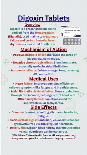 Digoxin Explained: Uses, Risks & Safety Tips #Digoxin #Agoxin #CardiacGlycoside