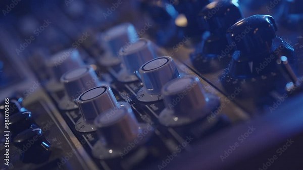 technical equipment of a music studio and music recording equipment for creating songs for hit streaming platform close-up