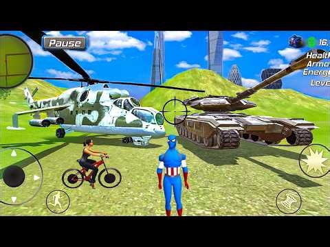 Captain Rope Hero Gangster Crime Vegas City - Army Tank & Helicopter - Android Gameplay