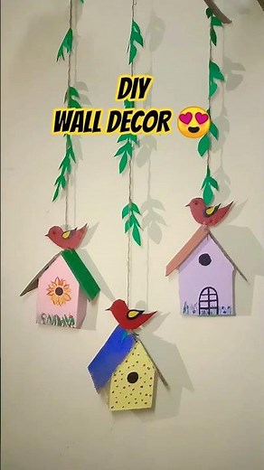 DIY Birdhouse Wall Hanging 🐦 | Easy Paper Craft for Home Decoration | Room Decor Idea #shorts #diy