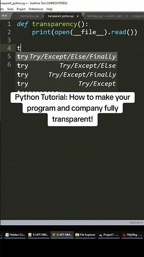 Python Tutorial: How to make your program and company fully transparent! #coding #tutorials #fyp