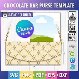 Canva Chocolate Bar Purse Template, Chocolate Template, Candy Bar Template, Bar Purse Template, Chocolate Bar Purse Wrapper, Svg, Dfx, Canva - Etsy