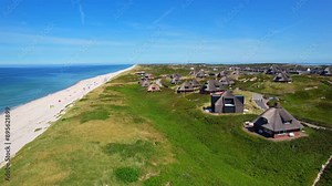 Island of Sylt - Hoernum beach - rearward aerial photograph with a fantastic view over the island