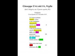Giuseppe Ungaretti, "Veglia", 1915 (da "L'allegria"): testo, analisi e commento