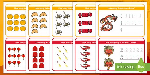 Chinese New Year Number Formation Cards