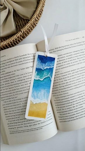 Hand Painting a Beautiful Ocean Bookmark 🌊✨ | Easy Watercolor Bookmark DIY for Book Lovers