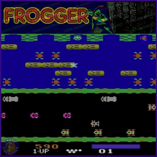 1982 Frogger - Atari 2600 gameplay