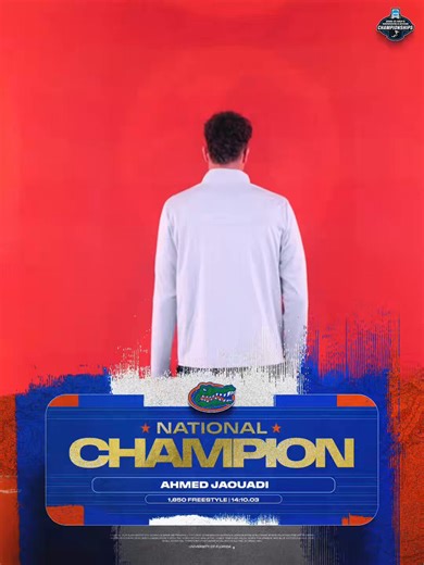 No surprise, just confirmed 🏆 Ahmed Jaouadi sets a new 1,650 free NCAA record (14:10.03) and is crowned your NATIONAL CHAMP