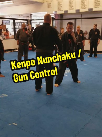 Kenpo Nunchaku & Gun Control Training ⚔️🔥 Traditional weapons. Modern self-defense mindset. Control the weapon. Control the situation. #KenpoKarate #Nunchaku #WeaponDefense #GunControlTraining #BlackBelt