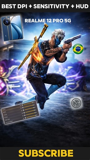 📱REALME 12 PRO 5G || Free Fire Best Dpi + Sensitivity + Hud 🇧🇷 #realme12pro5g #realme12x5g