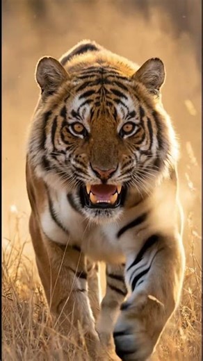 Bengal Tiger Sprints Across the Grassland 🐯💨 #Shorts