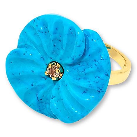 "As Is" Connie Craig Carroll Jewelry Laura Carved Gem Flower Ring | HSN