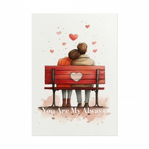 Romantic Watercolor Couple Bench Art You Are My Always Valentine Love Gift - Etsy