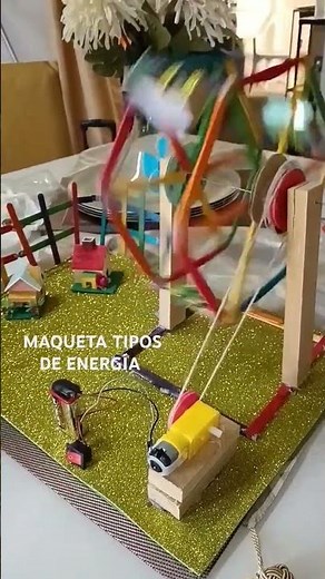 Maqueta tipos de energía : mecánica, electrica, química.