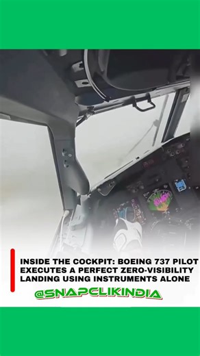 Snap Clik India on Instagram: "The cockpit video offers a rare, real-time look at what a zero-visibility landing truly involves. With the runway completely hidden by dense fog, the pilot cannot depend on visual cues and must fly the aircraft almost entirely by instruments. During the approach, the Boeing 737 is guided by the Instrument Landing System (ILS), which provides continuous data for lateral alignment (localizer) and vertical descent (glide slope). The pilot carefully monitors airspeed, 