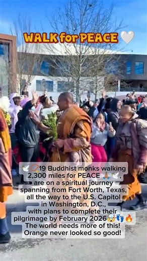 The Walk for Peace, a powerful 120-day, 2,300-mile journey led by Buddhist monks, under the guidance of Bhikkhu Pannakara, and accompanied by their loyal dog, Aloka. This sacred walk began in Fort Worth, Texas and continues toward Washington, D.C., spreading messages of peace, loving-kindness, and compassion across our nation and the world. #Peace #Compassion #news #NewsUpdate #WalkForPeace 🕊️🤍 | Ket Ket