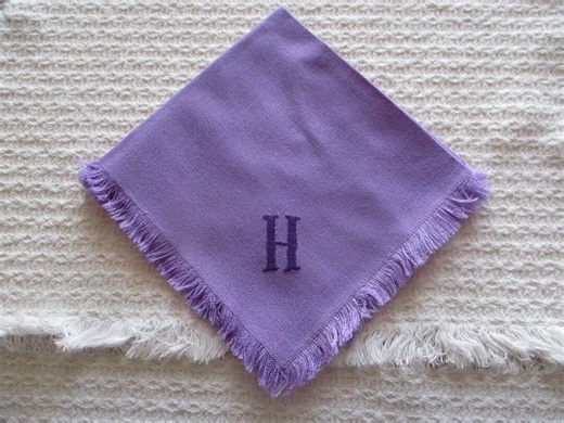 Set of 12 Purple Linen Napkins With "h" Monogram - Etsy