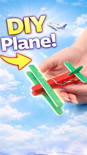 DIY Popsicle Stick Airplane ✈️ Easy Kids Toy Craft #diy #craft #craftyfun #kids