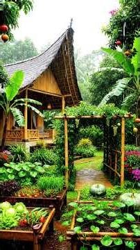 Beautiful Tropical Garden & Bamboo House | Relaxing Nature Ambience | Bokor Garden