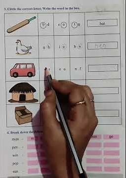 Circle the Correct Letter | Write the Word in the Box | Break Down Words | Eng Worksheet Practice |
