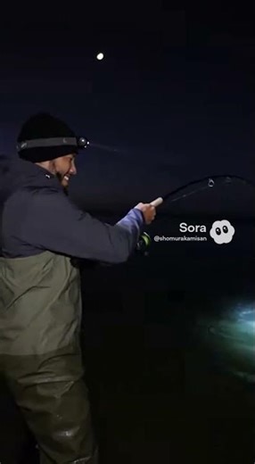 Night fishing in waders #fishing