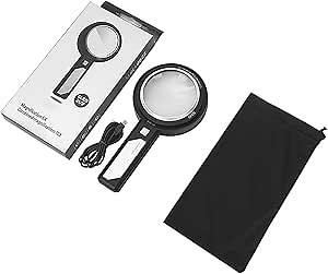 Magnifying Glass with Light, USB Rechargeable 6X 9X 15X Handheld Magnifying Glass Double Lens Magnifier 6 Light and 2UV Light for Reading Small Prints, Seniors Reading, Books, Map, Coins