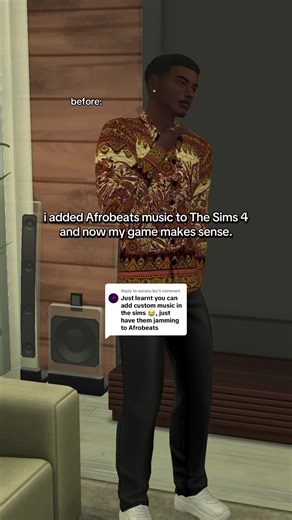 Replying to @eunoia.ley here’s the easiest way to add custom music to The Sims 4 🇳🇬🎶 ! i fear my sims had no taste before this 🥲 #thesims4 #sims4gameplay #nigeriansims #afrobeats #custommusic