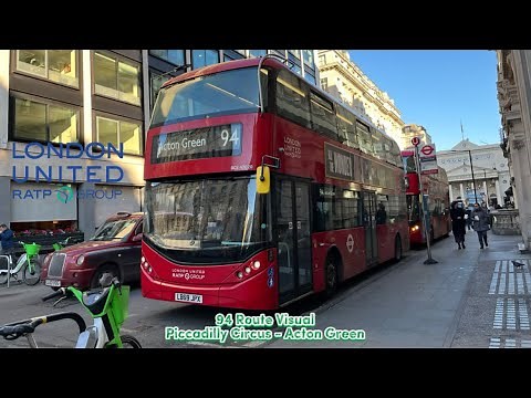 FULL ROUTE VISUAL | London Bus Route 94: Piccadilly Circus - Acton Green (LB69JPX BCE47020)