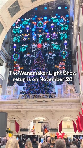 Inquirer columnist Stephanie Farr attended the VIP preview for the Wanamaker Light Show Tuesday night with the Sugarman family. She wrote about them in January when they announced Macy’s was moving out. Lance, the father, has a light show tattoo and both his kids love the show. “It means a lot to the family and they were overjoyed to get the invite,” Farr said of the opportunity the Sugarman’s received. Beginning Nov. 28, the Light Show will return to the Grand Court of the Wanamaker Building, r