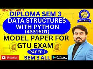 DATA STRUCTURES WIT PYTHON IMP MODEL PAPER FOR GTU EXAM 4331601|| SEM 3 IT IMP FOR GTU EXAM #gtuimp