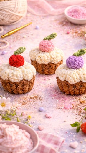WAIT… This Cupcake Is Crochet?! 🧁🧶 #short