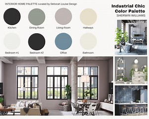 Industrial Chic Paint Color Scheme | Prepackaged Professional Interior Paint Palette | Sherwin Williams Paint | Digital PDF File - Etsy