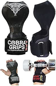 Cobra Grips PRO Weight Lifting Gloves Heavy Duty Straps Alternative Power Lifting Hooks for Deadlifts Wrist Wraps Support Bodybuilding (PRO Model for Men One Size, Black Rubber)