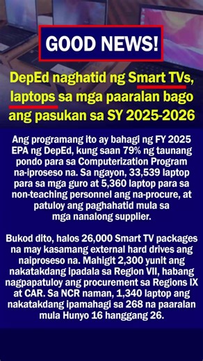 GOOD NEWS! DepEd naghatid ng Smart TVs, laptops sa mga paaralan bago ang pasukan sa SY 2025-2026 -DepEd Philippines #teachers #DepEd #guroforms | Guro Forms
