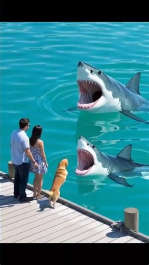 Fierce Shark Attack: Woman Saves Dog! Malibu USA DogPart27