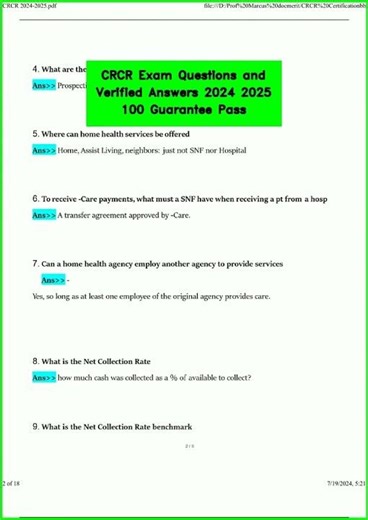 CRCR Exam Questions and Verified Answers 2024 2025 100 Guarantee Pass video