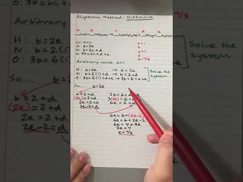 Algebraic Method for Balancing Chemical Equations: Cu + HNO3 = Cu(NO3)2 + NO + H2O