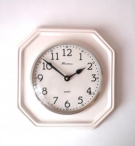 Ceramic Wall Clock, White Octagonal Kitchen Wall Clock, West Germany, Mid Century Modern Pottery Clock, 1970s, 70s Space Age Clock - Etsy