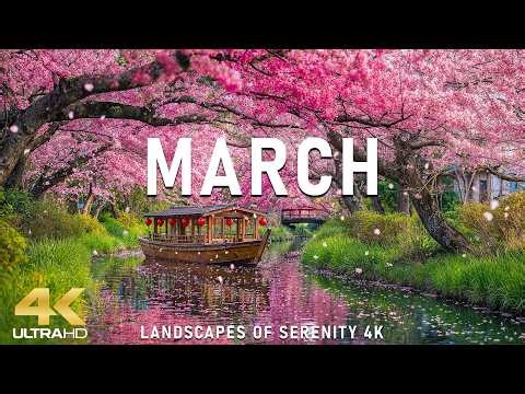 Spring in March 4K UHD 🌸 Blooming Nature & Relaxing Music for Stress Relief