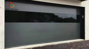 American Modern Automatic Sliding Garage Door Walnut Steel Remote Control Side Opening Anti-Theft Feature Finished Home Motor