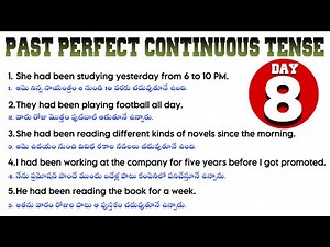 DAY 8 | Past perfect continuous tense in telugu | learn English | spoken English in telugu