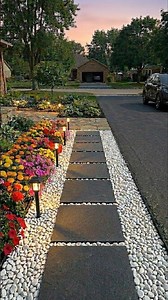 She Built the Most Stunning Driveway Walkway From Scratch The Solar Light Reveal at Twilight Is Magi