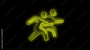 Neon Runners Icon Video HD - Glowing Sports and Fitness Icon of Two People Running on Black Background for Active Lifestyle