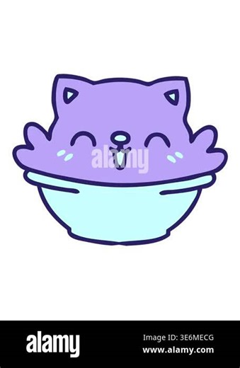 vibrating motion animation of cartoon of some sort of cute cat pudding bowl thing Stock Video Footage - Alamy