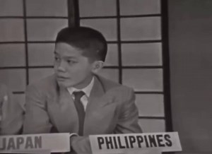 High school exchange students debate on prejudice, 1956.
