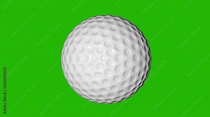 Golf Ball Seamless Loop on Green Screen. Chroma Key Background. 4K